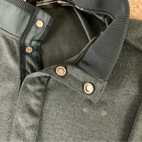 Under Armour Pullover Mens Small Gray 1/4 Button Sweater Coldgear Golf T1146 - Picture 4 of 8